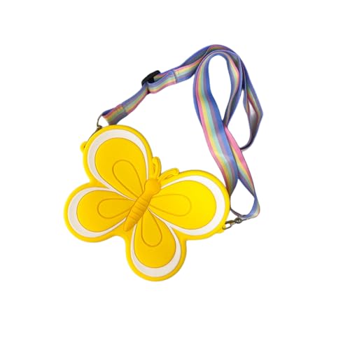 Donut purse handbag coin purse silicone bag designed for small fashionables (Yellow Butterfly)