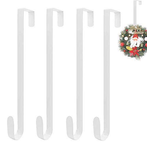 Xilanhhaa Kranzaufhänger, weiß, Metall, 38,1 cm, Kranzhaken für Haustür, Weihnachtsdekoration, Mäntel, Taschen, 4 Stück Cover