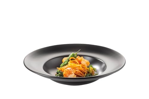 BATANIA 6x Pastateller rund Ø 30 cm Schwarz - hochwertiges Porzellan,...