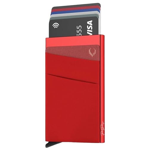 GP Group Tarjetero Automático Pop-Up Metálico Hombre y Mujer con Bloqueo RFID – Cartera Inteligente de Aluminio Minimalista – Slim Wallet Rígida Antirrobo – Capacidad 7 Tarjetas y Billetes