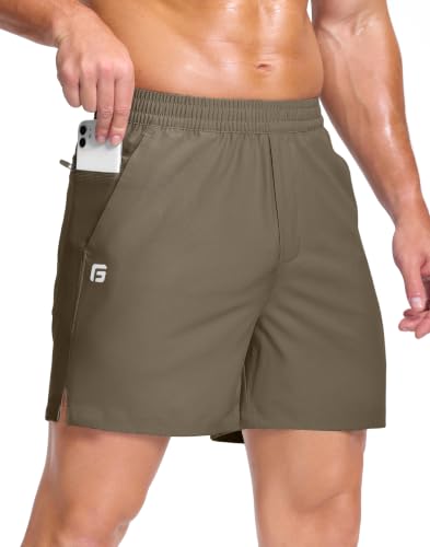 Image of GGJ Men's Lightweight Athletic Shorts with 2 Zipper Pockets 7 inch /9 inch /5 inch Gym Workout Running Quick Dry Tennis Shorts for Men