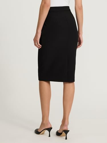 EXPRESS Women’s Editor Skirt – High Waisted Stretch Midi Pencil, Professional Office Wear – Black2