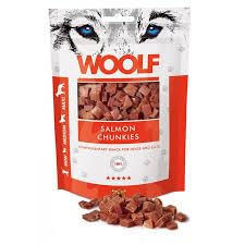 Woolf Cubetti di Salmone, Snack per Cani, 100g