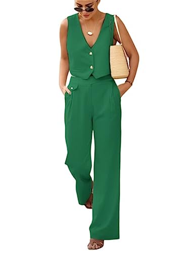 Mi Bo Tong Women’s 2 Pcs Waistcoat Outfits Sleeveless Lady Vest Suits Vest & Pants Suits for Business Work4