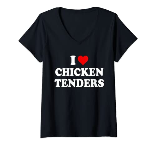 Mujer I Love Chicken Tenders Shirt,Chicken Tenders Tshirt,Tendies Camiseta Cuello V