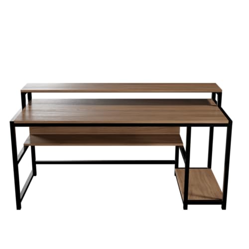 Image of Riyan Luxiwood Trio Computer Table in Engineering Wood for Home & Office, Simple Style Desk, Scratch Resistance Surface. (Large, Beige)
