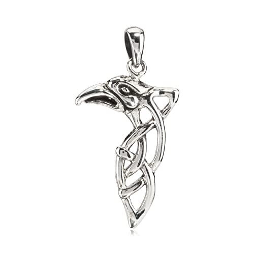 NKlaus Kettenanhänger Odins Rabe 925 Silber 2,8cm Amulett Keltischer Knoten Talisman 3878
