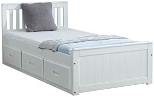 3'0 MISSION STORAGE BED IN WHITE WITH SPRING FLEX MATTRESS