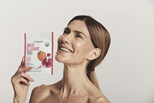 Biorepublic Bright And Glowing Organic Facial Sheet Mask | Hydrates, Brightens, & Nourishes Skin | Organic Biocellulose Masks With A Pomegranate And Orange Scent For Deep Cleansing & Moisturization | Pack Of 3 #TOP2