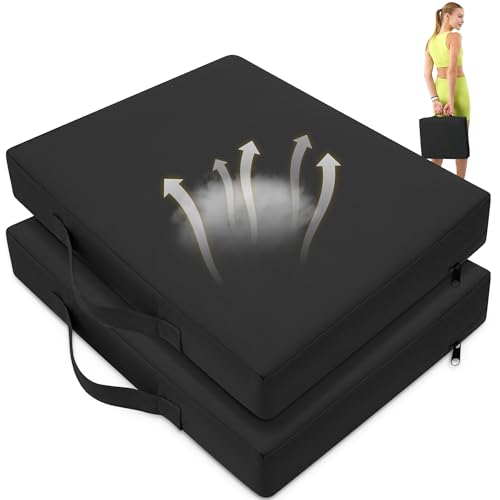 FASTMOMENT 2 Pcs Stadium Seat Cushions Water-Repellent Bleacher Seat Cushions Indoor & Outdoor Seat Cushion for Bleachers Portable Stadium Cushion for Sports Events, Chairs, Beaches (2-Pack, Black)