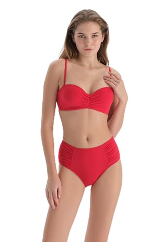 Bas de bikini tricot rouge Dagi slip taille haute texturé au look rétro