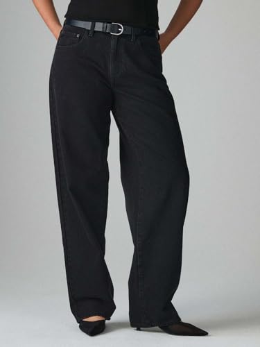 Image of KOTTY Women's High Rise Wide Leg Jeans|Cotton Blend Straight Fit Denim|Trendy Comfortable Casual Wear