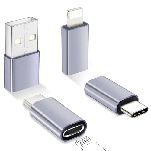 Orangeck Adapter Lightning auf USB C (2 Pack) & USB C auf Lightning Adapter (1 Pack) & Adapter USB C auf USB (1 Pack), USB C Adapter für iPhone 15/14/13/12/Plus/Pro/Pro Max, iPad, AirPods Pro