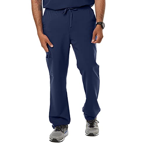 SPECTRUM UNIFORMS Wynd Men's Scrub Pant Cargo Pant Elastic Waist and Drawstring Pant Ideal for Men at Hospital Workspace, Medical Practice, and Professionals Navy Blue
