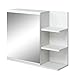 kleankin Armario de Baño con Espejo Montado en la Pared con 3 Estantes Abiertos y 1 Puerta con Balda Interior Estilo Moderno 60x18x50 cm Blanco
