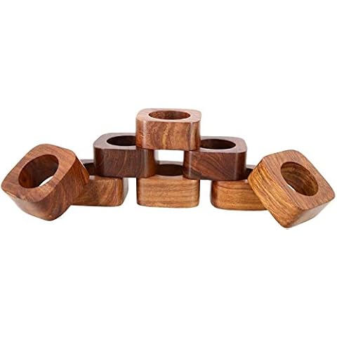 Divine glance Handmade Wood Napkin Ring Set with Napkin Rings (8) Cover