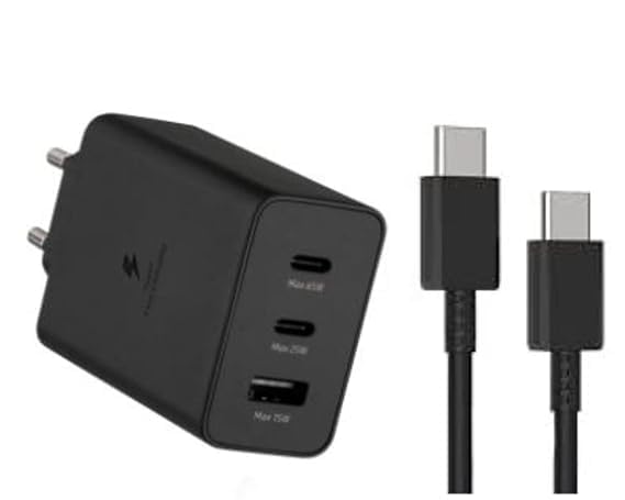 Image of Original 65W 3 Port Multi Port with SuperFast Charging Adapter with Type C Data Cable Compatible for Sam Sung S23 Ultra,S23 Plus,S23,S22 Ultra,S22 Plus,S22,S20FE,A72,A52,A32,F23 (TEN134)