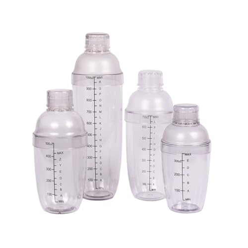 FESTFENDS Coctelera de Barra Transparente con Escala Impresa, Agitador de Plástico PC de 300ml a 1000ml para Preparar Té de Burbujas y Cócteles en Casa