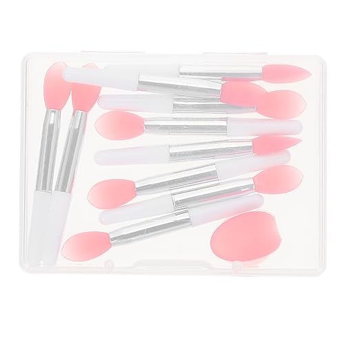 Healeved Herramienta De Pincel De Silicona Para Labios 11 Piezas Tamaño Estándar Aplicador De Lápiz Labial Cosmético Uso Diario Profesional Juego Esmaltador De Labios Semitransparente Rojo