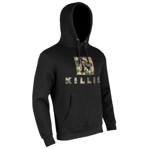Killik Summit Camo Pullover Hoodie for Men – Lightweight, Drawstring & Kangaroo Pocket Men's Athletic Hoodie, Black