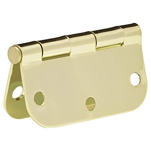 Amazon Basics Rounded 3.5 Inch X 3.5 Inch Door Hinges, 18 Pack, Polished Brass #TOP1