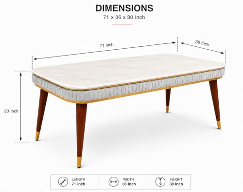Image of WOODEN SPACE 6-Seater Wooden Dining Table Set | Nano Composite Marble Top | Solid Wood Base | Modern Dining Room Furniture with 6 Chairs (Light Grey MJ Backline)