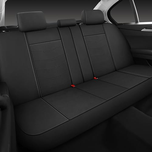 CAROMOP Premium PU Leather Car Seat Covers Full Set,Waterproof Split Bench Covers for Cars, Universal Car Interior Covers Seat Protectors for Sedans SUVs Pick-up Trucks(Black) - Image 4