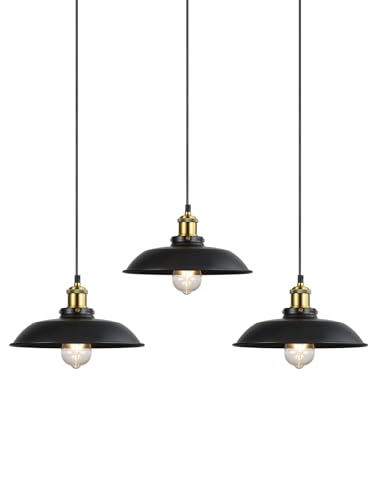 Newrays 3 Pack Lustre Suspendu Noir Style Ferme, Luminaire Industriel pour Plafond pour Restaurant,...