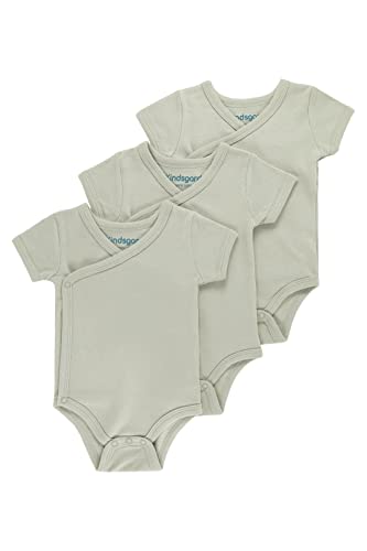 Kindsgard Wickelbody kurzarm „trunder“ – Taupe 56 – 3er-Pack aus Jersey – 100% Bio-Baumwolle – OEKO-TEX zertifiziert – unisex Baby Body – ideal für Erstausstattung & Neugeborene