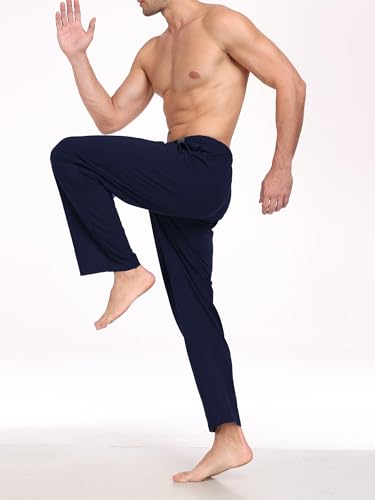 EA'S SECRET Men's 100% Cotton Pajama Bottoms Stretch Waist Soft Drawstring Sleep Lounge Pj Pants with Pockets