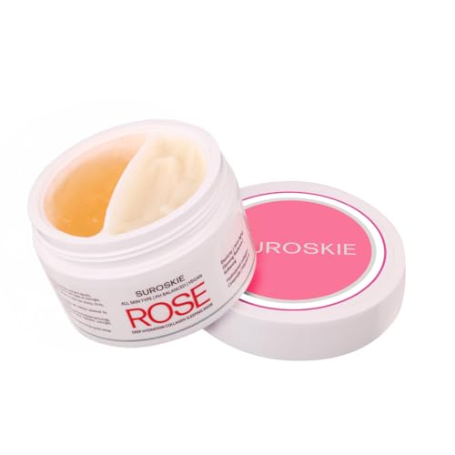 Suroskie Rose Deep Hydration Collagen Sleeping Mask 50Ml | With Rose & Vitamin A | Face Mask For Glowing & Refreshing Skin | Night Cream For Glass Skin | Korean Inspired Skincare | For Men & Women