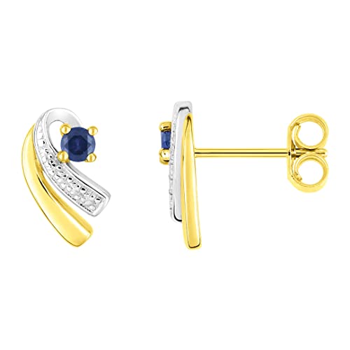 Puces saphir or 18 carats 10 mm bijou femme or 750 précieux
