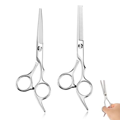 KYLOS Ciseaux de Coiffure Professionnels - Lot de 2 en Acier Inoxydable Japonais - Pour Coupe de Précision et Effilage - Ciseaux Barbier avec Étui de Protection