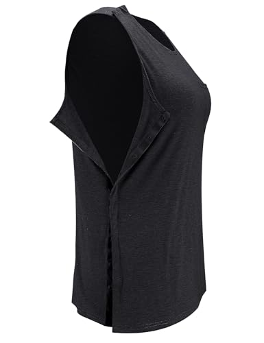 iWoo Post Surgery Tank Tops for Women/Men Mastectomy Shoulder Tearaway Snap Shirts Button Up Rotator Cuff Chemo Recovery3