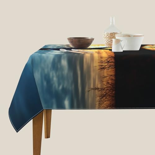 Nappe bleue de cuisine carrée 152x152 cm imperméable et lavable pour table de repas