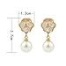 Fashion Designer Imitation Pearl Floral Charm Dangle Drop Earrings Studs (White)
