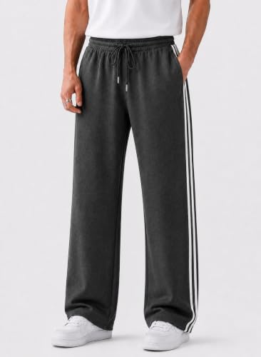 Image of ENDEAVOUR WEAR Men's Baggy Striped Relaxed Oversized Fit Track Pants | Cotton Rich Fabric | Straight Loose Fit Non-Cuffed | Gym, Streetwear & Casual Comfort Track Pants Lounge Pants