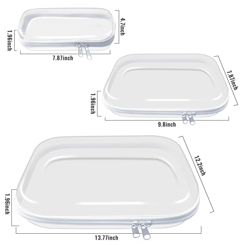 Image of Clear Hard Shell Zipper Case Hard Storage Plastic Zipper Boxes Stackable, Transparent & Ultra Versatile for Any Space White Medium