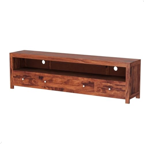 Image of Louis Rosewood Sheesham Solid Wood TV Entertainment Unit | Wooden Table Stand Living Room & Office (Finish Color - Honey Finish)