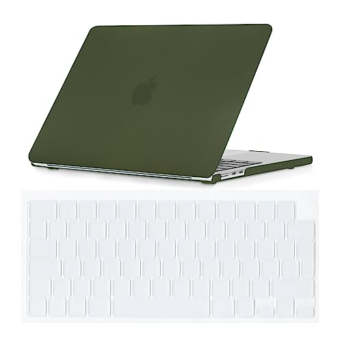 Se7enline Compatible with 2025 2024 2023 MacBook Air M3 case 15 inch Hard Laptop Cover for Mac Air 15.3-inch M4 M3 M2 Chip Model A2941/A3114/A3241 &Keyboard Protective Cover,Avocado Green