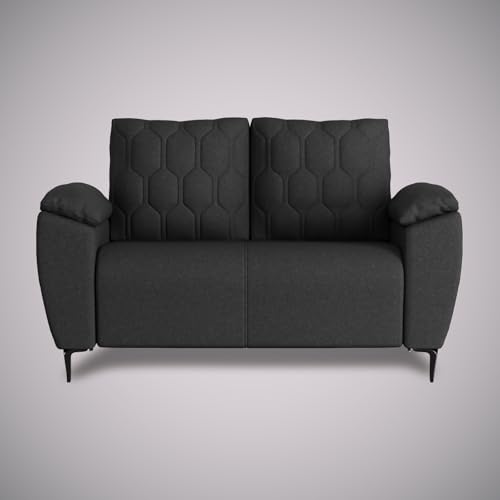 Image of Centuary Sleepables Modena Premium Sofa|Classy Quilted Suede Fabric Upholstery|Fiber-Filled Back Cushion|Wide Plush Fibrefilled Armrests|Ergonomic Lumbar Support |Charcoal Grey|3 Years Warranty