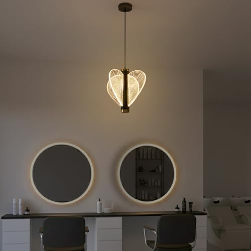 Image of Heart Wing Modern LED Pendant Light | Luxury Heart Wing Design Ceiling Hanging Lamp | 3 Color Modes | Black & Gold Finish Decorative Light for Living Room, Bedroom, Dining Room, Restaurant