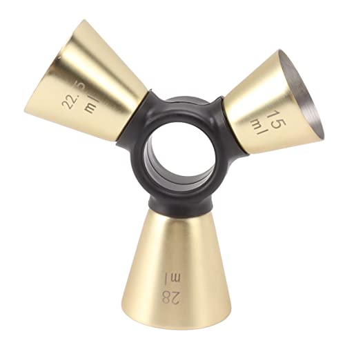 MISNODE 3 End Bar Measuring Cup, Stainless Steel Measuring Cup Ergonomic Wine Measuring Device Cocktail Jigger Bar Measuring Jigger Wine Mixing Tools for Home Kitchen Bar(Gold)