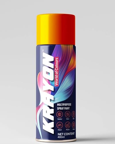 Image of BANNA Krayon Ornage Acrylic Spray Paint 400 ml | Quick Dry Rust-Resistant Multi Surface Aerosol Spray Paint for Metal, Wood, Plastic, Glass, Furniture & DIY Projects