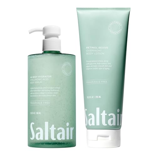 Saltair Body Care Duo – Hyaluronic Acid Body Serum + Retinol Revive Night Lotion, Hydrating & Firming Body Moisturizers for Smoother, Plumper Looking Skin