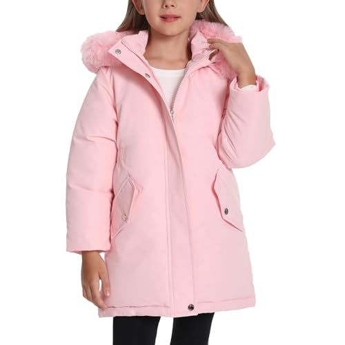 Boys Girls Fuzzy Hooded Puffer Coats Fleece-Lined Winter Warm Zip up Parka Down Jackets Kids Windproof Outwear2