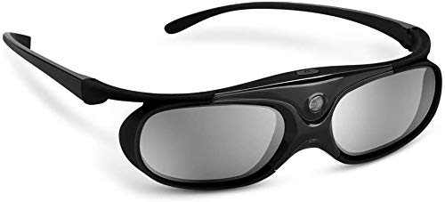 DLP Link 3D Glasses Active Shutter 144Hz Rechargeable for All DLP-Link 3D Projectors, Can't Used for TVs, Compatible with BenQ, Optoma, Dell, Acer, Viewsonic DLP Projector (Black- 1Pack)