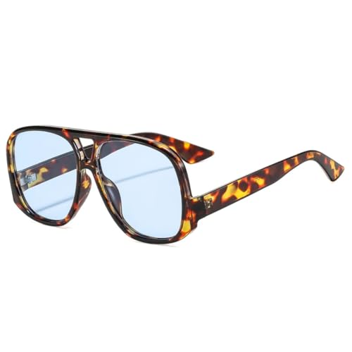 Lunettes de soleil rétro UV400 mixtes couleur bonbon et monture bleu léopard