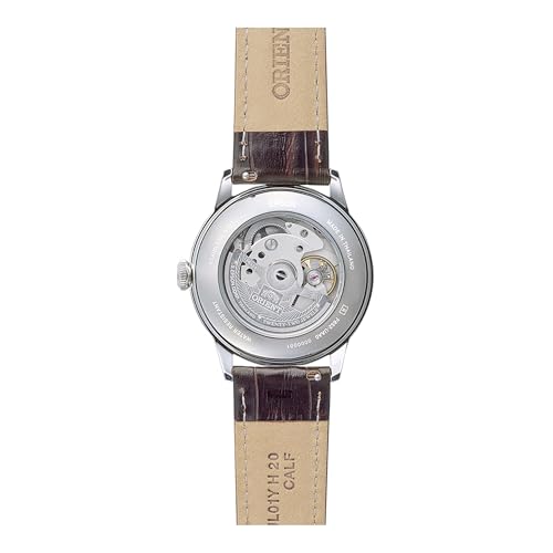 Image of Orient Bambino RA-BB0003Y30B 38.4mm Automatic Mechanical Men's Dress Watch - Ivory Dial, Stainless Steel Case, Brown Leather Strap, Domed Mineral Crystal & Exhibition Caseback