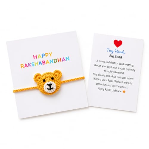 Image of The Baby First Box Handmade Crochet Baby First Rakhi for Kids Brother Sister | Soft Cotton Raksha Bandhan Rakhi for Boys Girls |